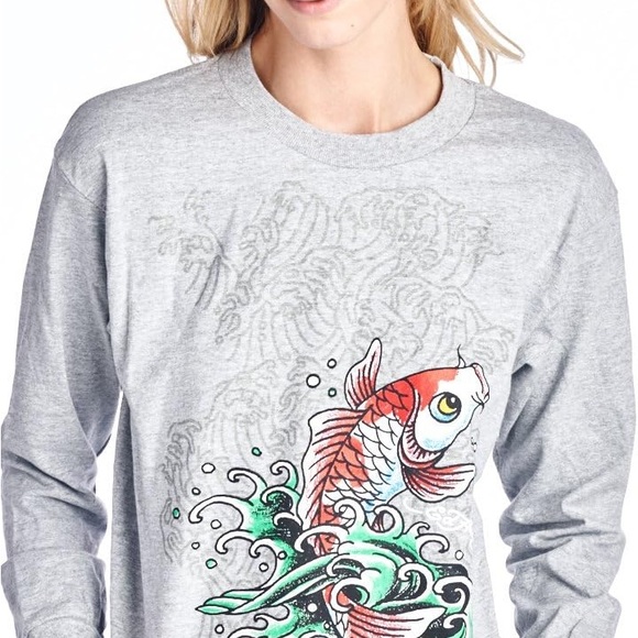 NWT ED HARDY KOY FISH LONG SLEEVE TEE - Picture 2 of 2